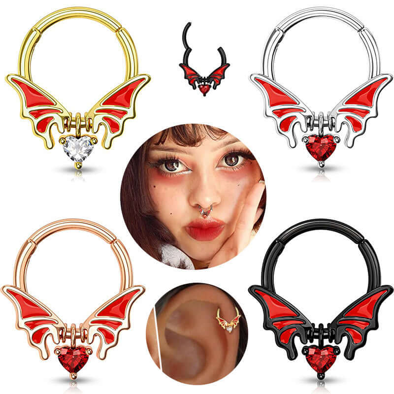 Angel Heart Goth Nose Ring Clicker
