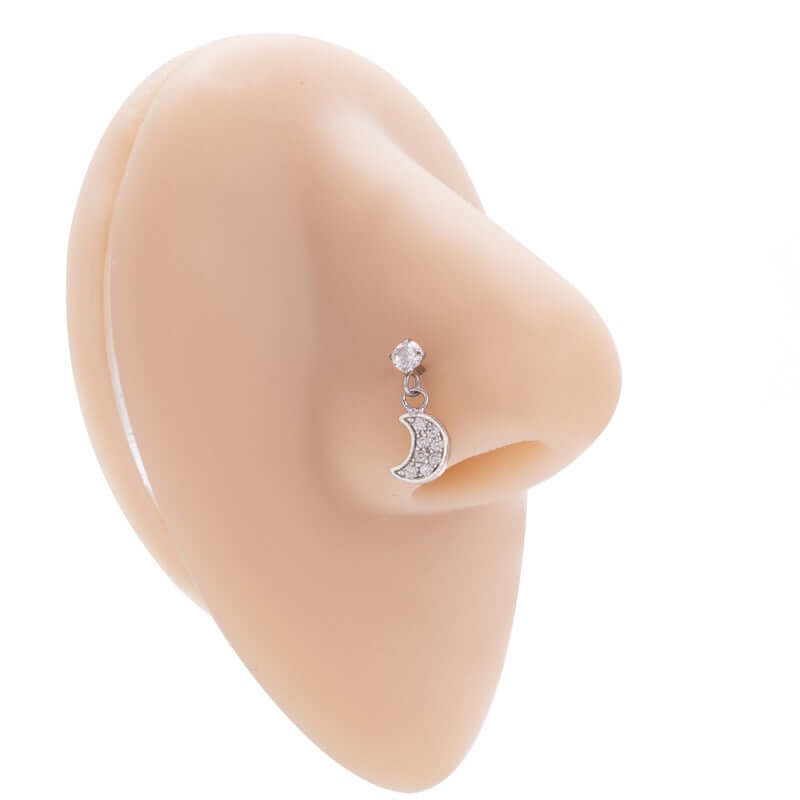 Hypoallergenic Moon Dangle Nose Ring