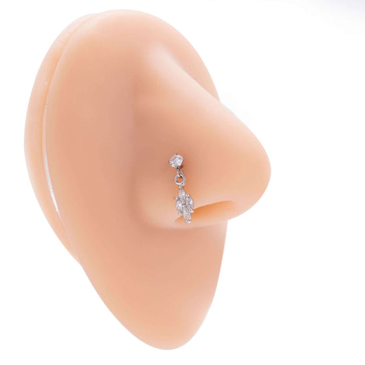 Hypoallergenic Silver Dangle Nose Ring