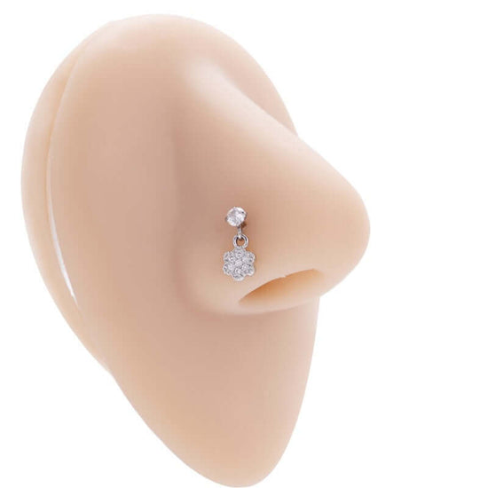 Hypoallergenic Flower Dangle Nose Ring