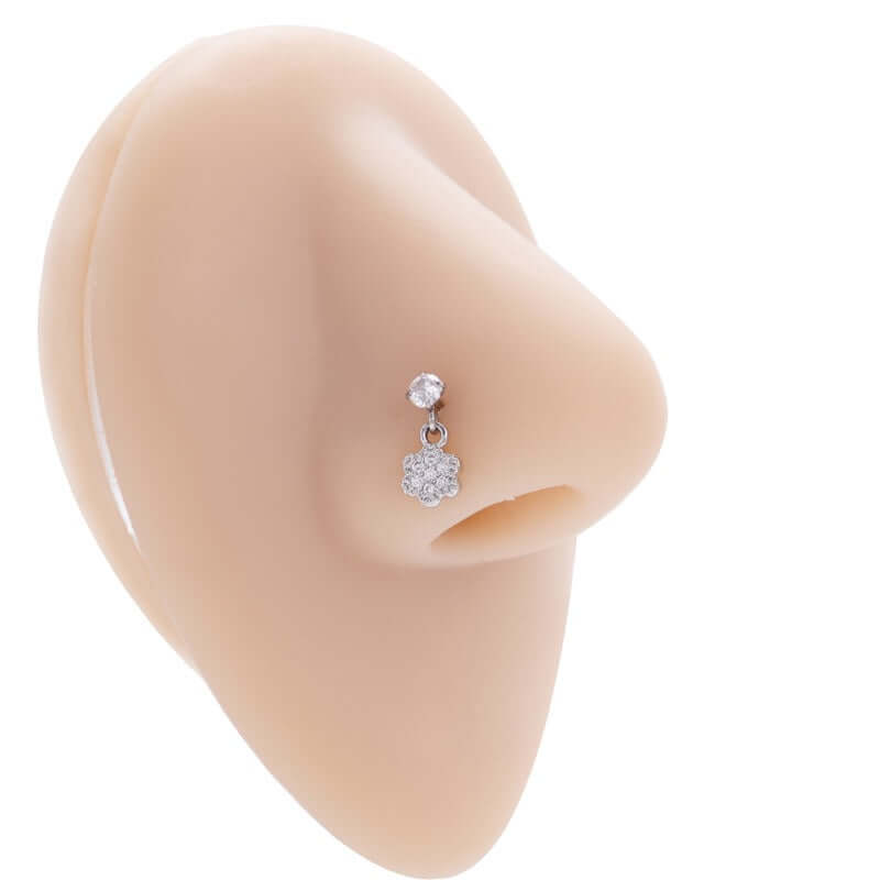Hypoallergenic Flower Dangle Nose Ring