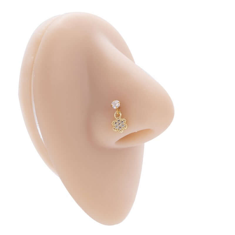Hypoallergenic Flower Dangle Nose Ring
