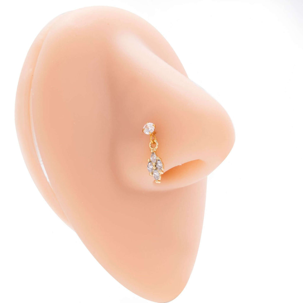 Hypoallergenic Gold Dangle Nose Ring