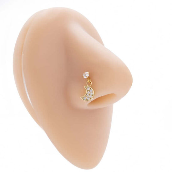 Hypoallergenic Moon Dangle Nose Ring