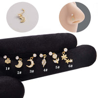 Hypoallergenic Flower Dangle Nose Ring