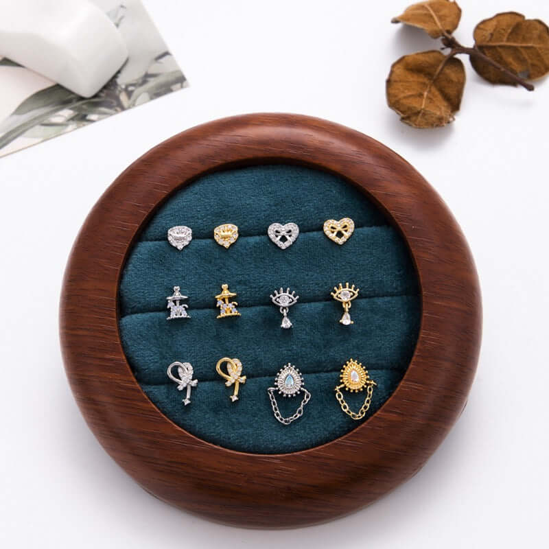 Surgical Steel Heart Dangle Chain L Bend Nose Rings