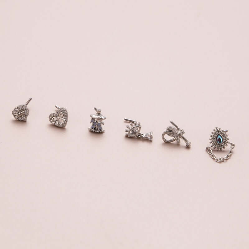 Surgical Steel Heart Dangle Chain L Bend Nose Rings