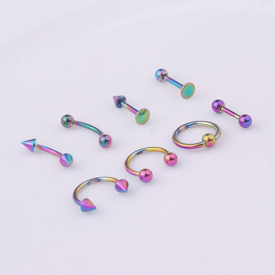 16G Horseshoe Circular Captive Ring Rook Piercing Set of 8
