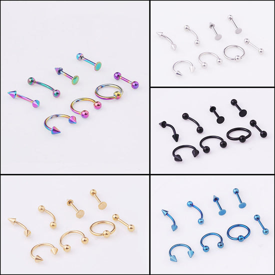 16G Horseshoe Circular Captive Ring Rook Piercing Set of 8