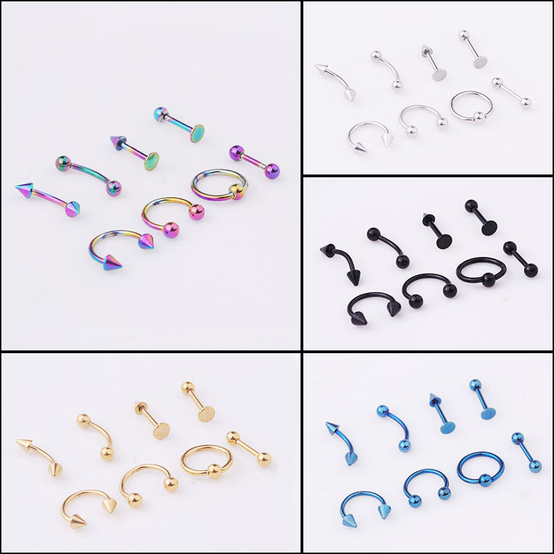 16G Horseshoe Circular Captive Ring Rook Piercing Set of 8