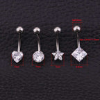14G Surgical Steel Belly Ring, Heart Navel Ring, Belly Button Ring