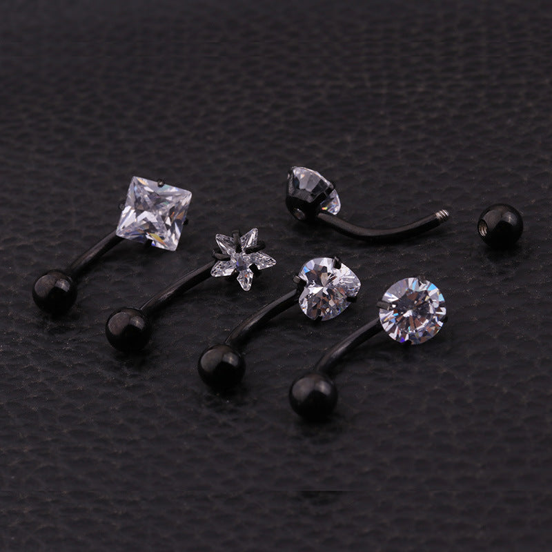 14G Surgical Steel Belly Ring, Heart Navel Ring, Belly Button Ring