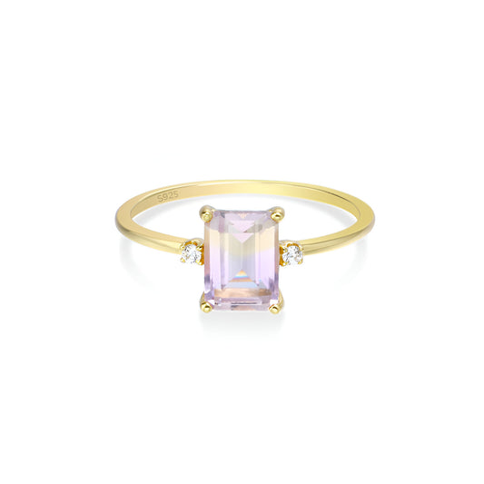 Baguette Ametrine Three Stone Ring February Birthstone