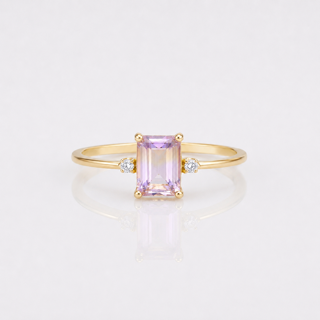 Baguette Ametrine Three Stone Ring