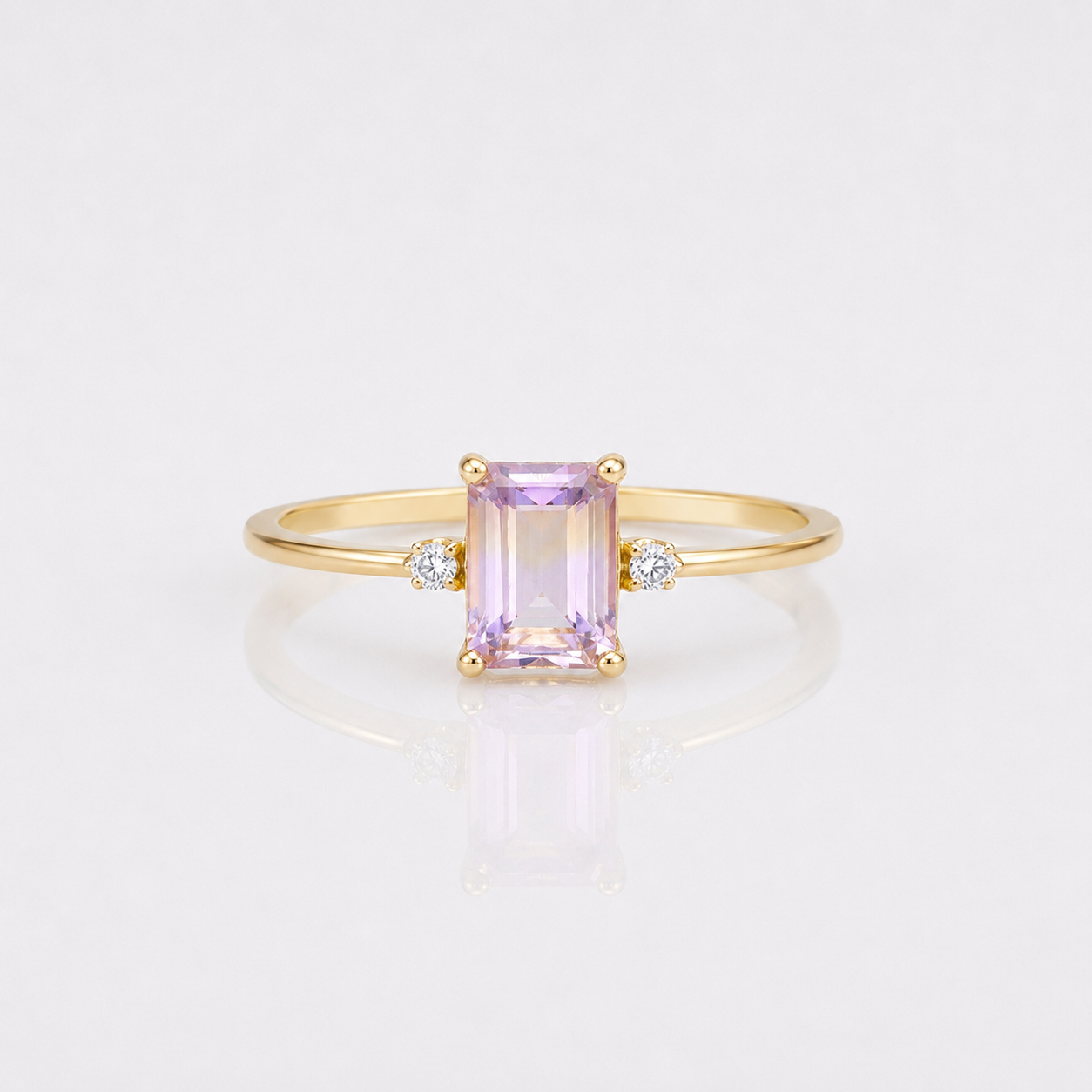 Baguette Ametrine Three Stone Ring