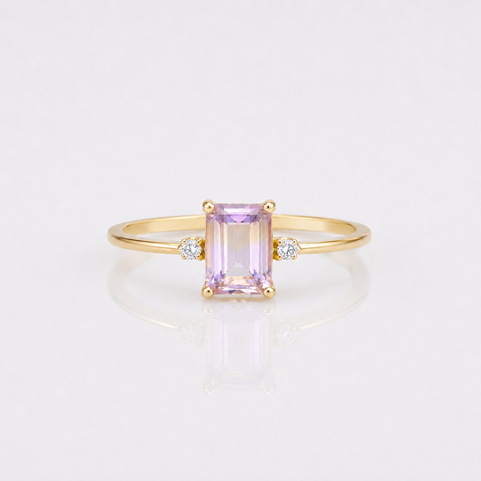 Baguette Ametrine Three Stone Ring