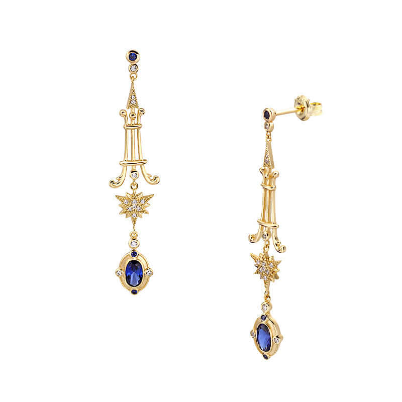 Baroque Blue Sapphire Earrings