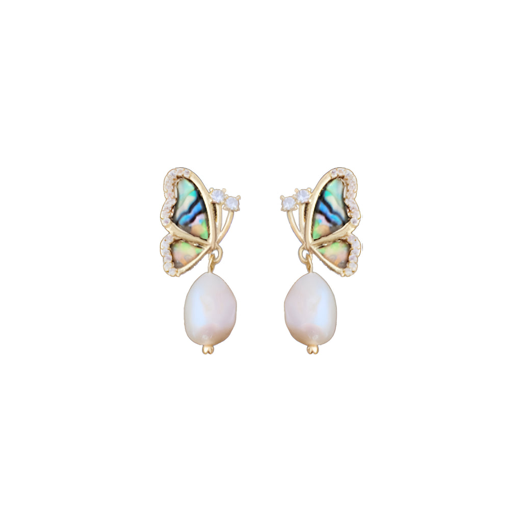 Baroque Freshwater Pearl Butterfly Drop Earring