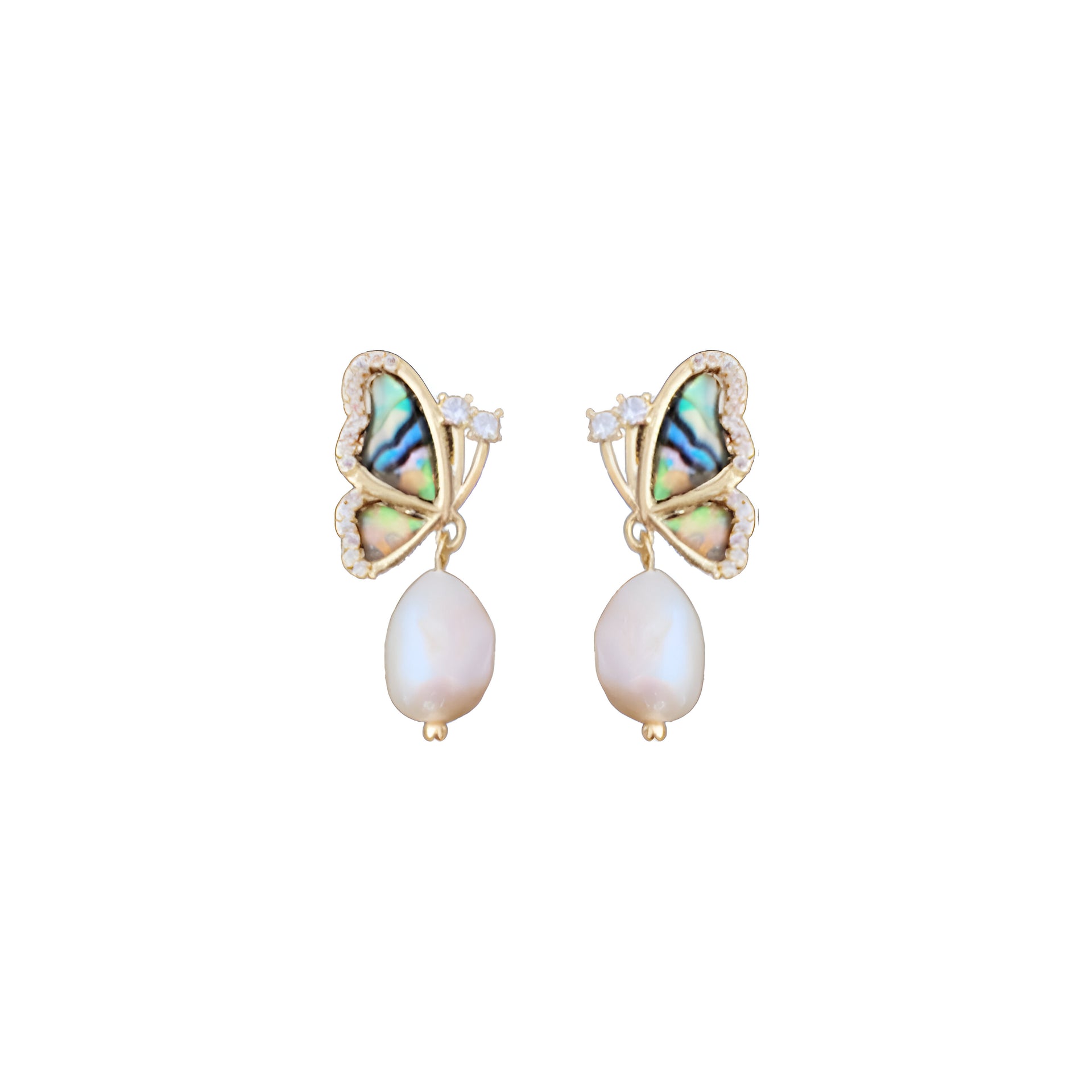 Baroque Freshwater Pearl Butterfly Drop Earring