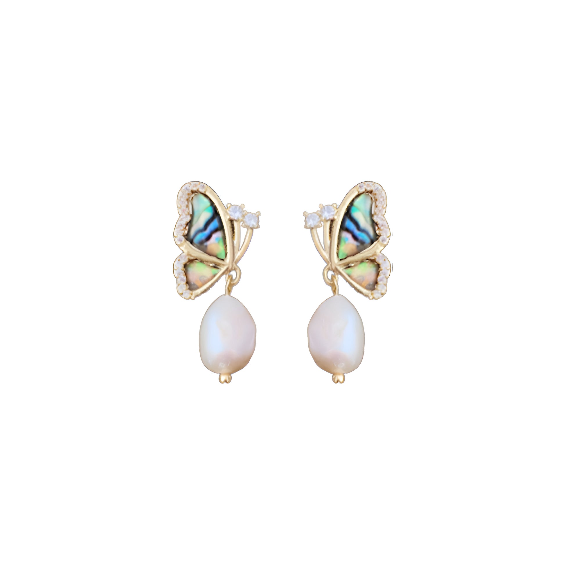 Baroque Freshwater Pearl Butterfly Drop Earring