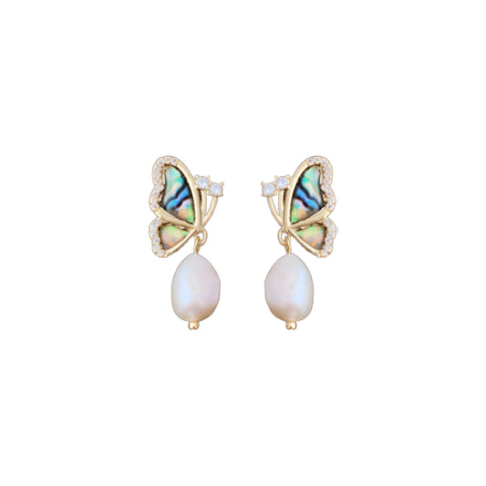 Baroque Freshwater Pearl Butterfly Drop Earring