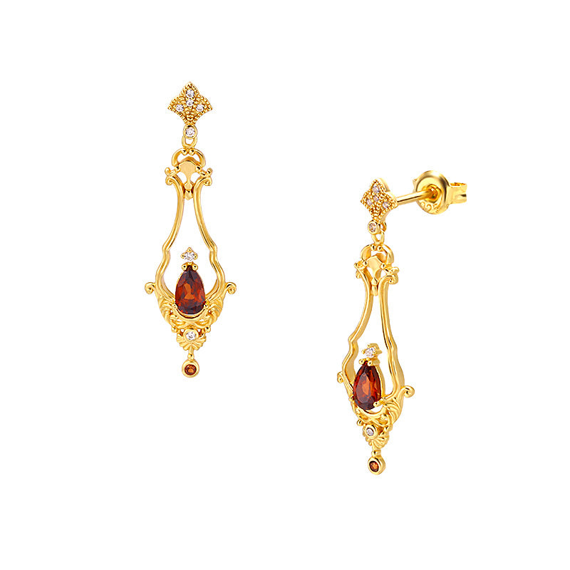 Baroque Natural Garnet Drop Earrings