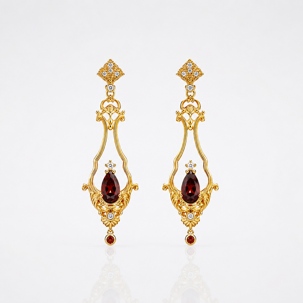 Baroque Natural Garnet Drop Earrings 