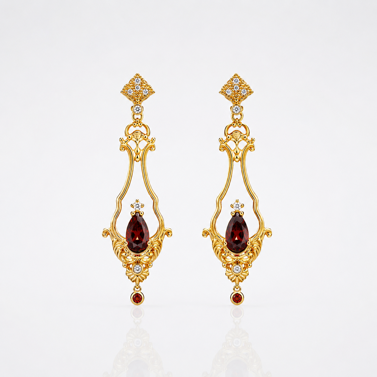 Baroque Natural Garnet Drop Earrings 
