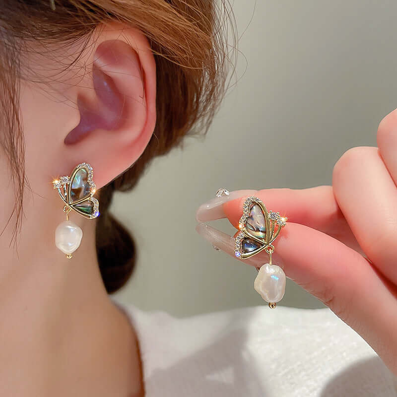 Brilliant Baroque Pearl Butterfly Drop Earring