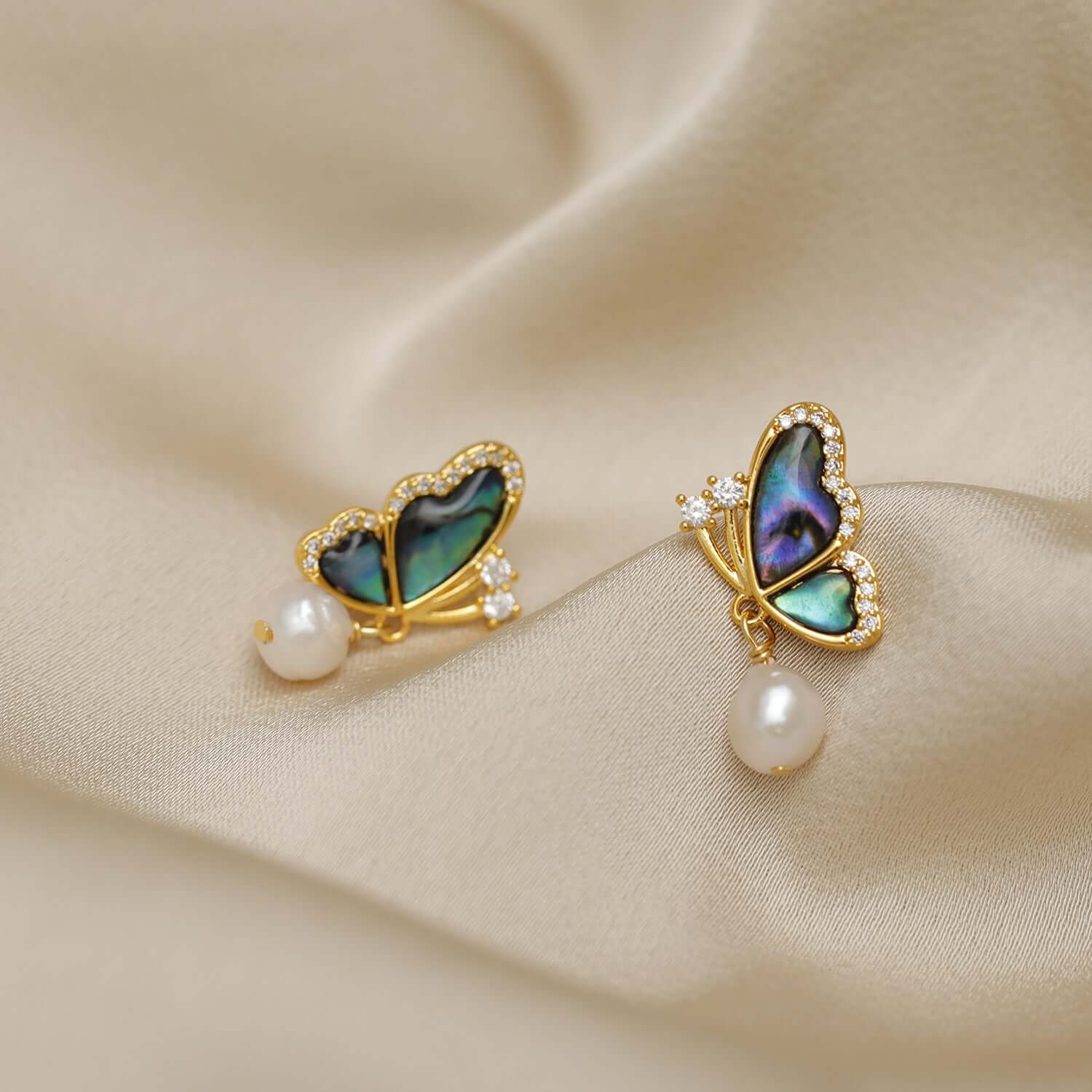 Baroque Pearl CZ Butterfly Drop Earring