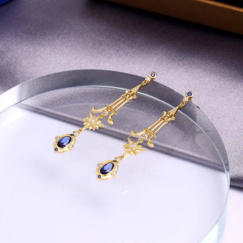 Baroque Sapphire Starburst Earrings