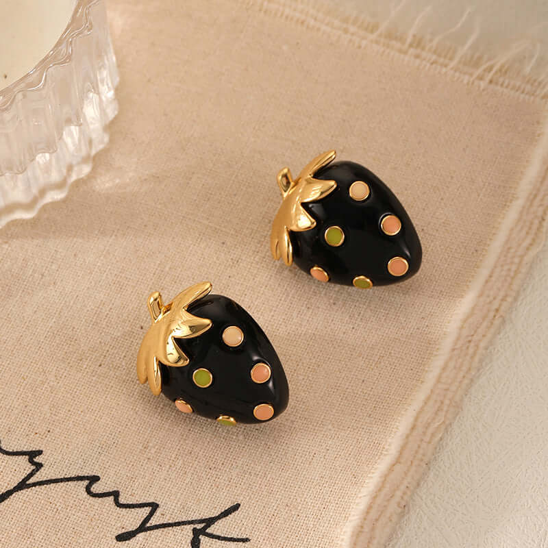 Black Strawberry Earrings