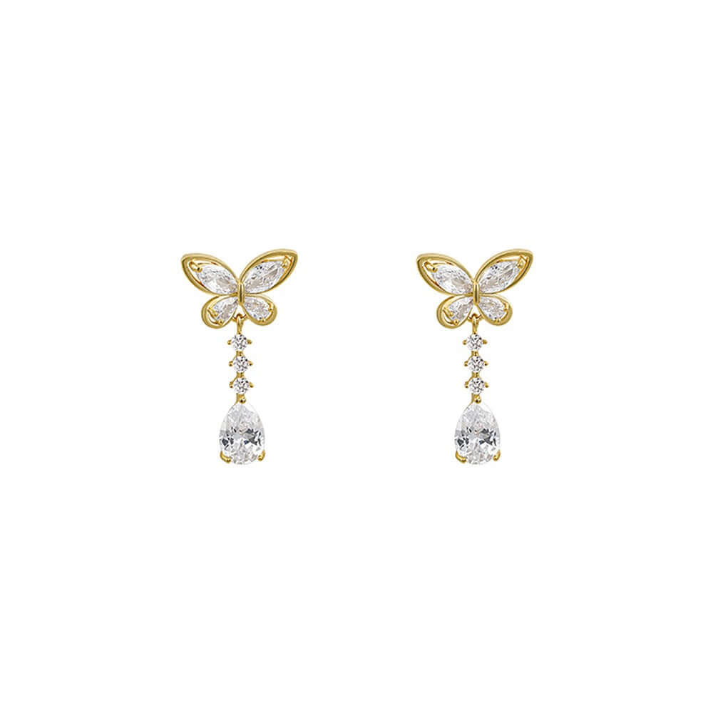 Bling Butterfly Crystal Drop Earrings