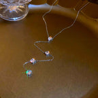 Bling Crystal Teardrop Lariat Necklace