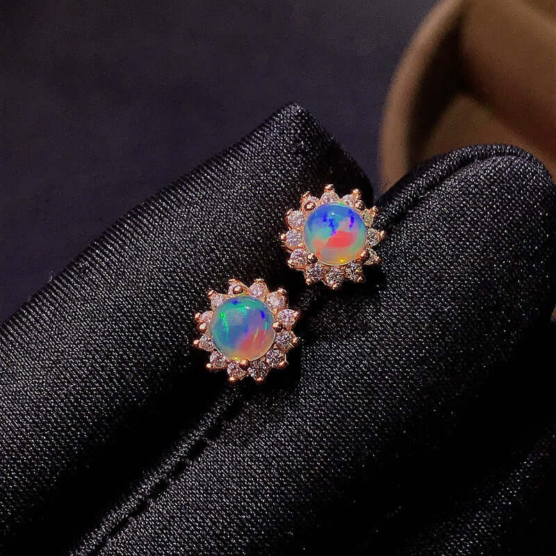 Bling Rose Gold Opal Earrings