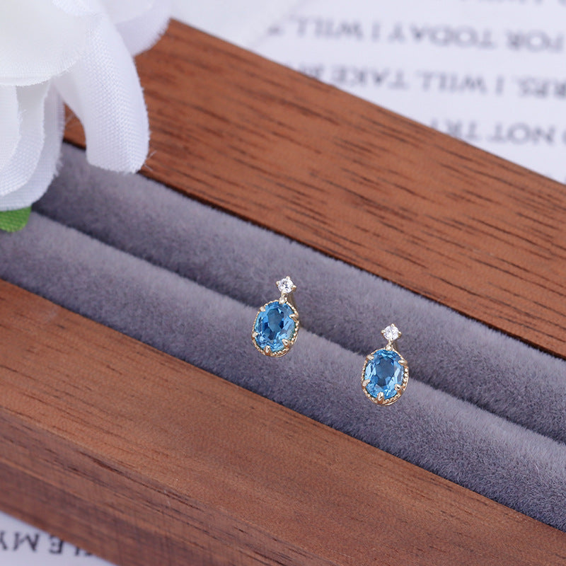 Blue Topaz Gemstone Earrings