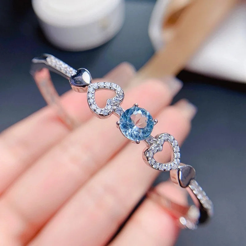 Blue Topaz Heart Bracelet