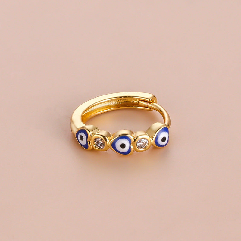 18K Gold Turkish Eye Cartilage Hoop Earring