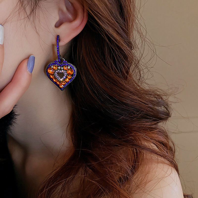 Bohemia Colorful CZ Heart Drop Earrings 