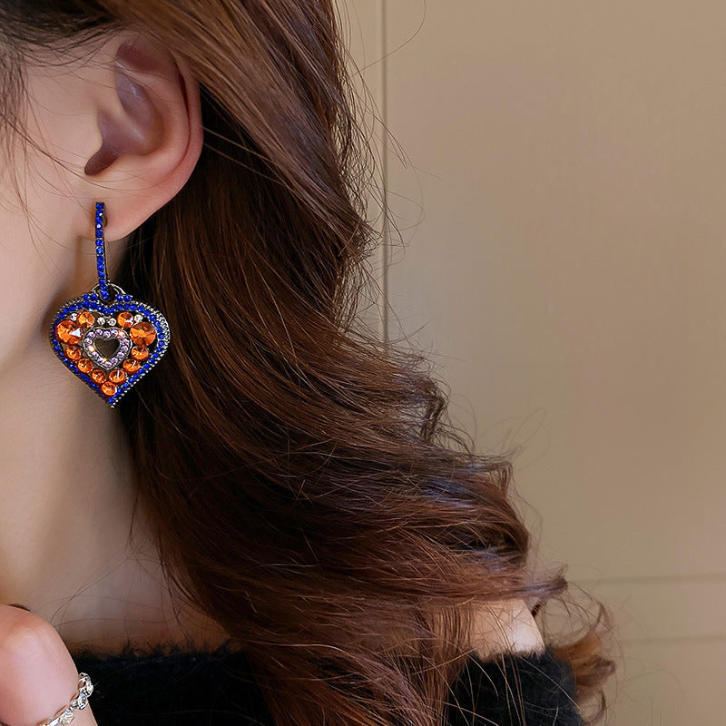 Bohemia Colorful CZ Heart Earrings 