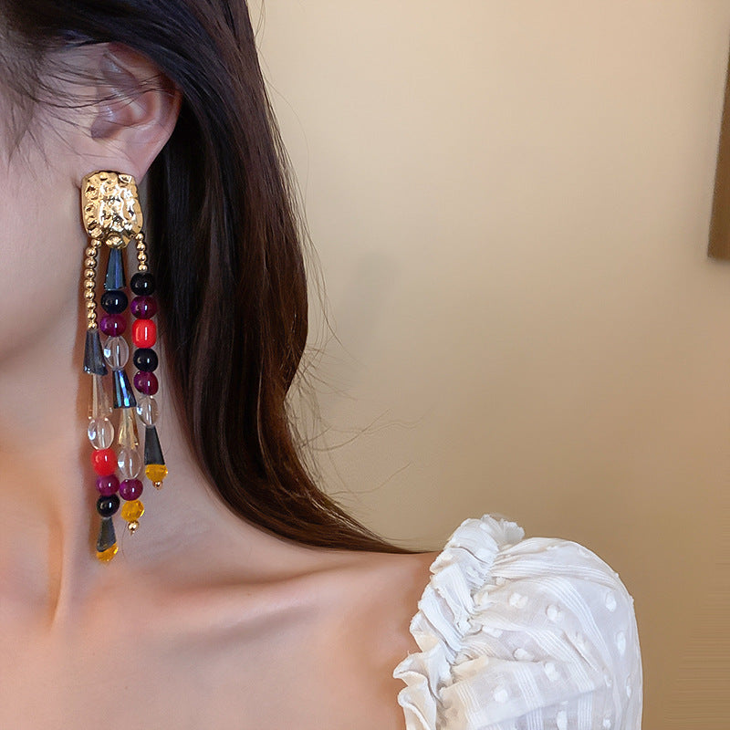 Boho Colorful Crystal Chandelier Earrings | HE6477