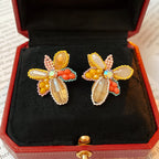 Boho Crystal Colorful Flower Earrings 