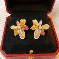 Boho Crystal Colorful Flower Earrings 