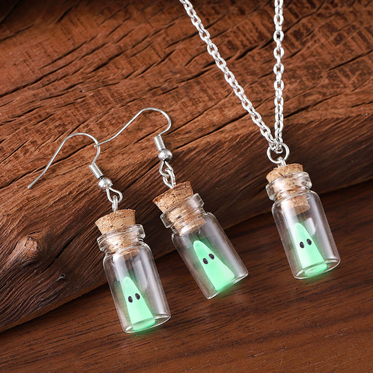 Adopt A Ghost Light Up Halloween Drop Earrings Necklace Set