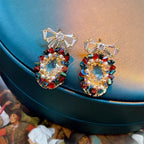 Bowknot Brilliant Colorful CZ Earrings
