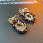 Bowknot Brilliant Colorful Crystal Earrings