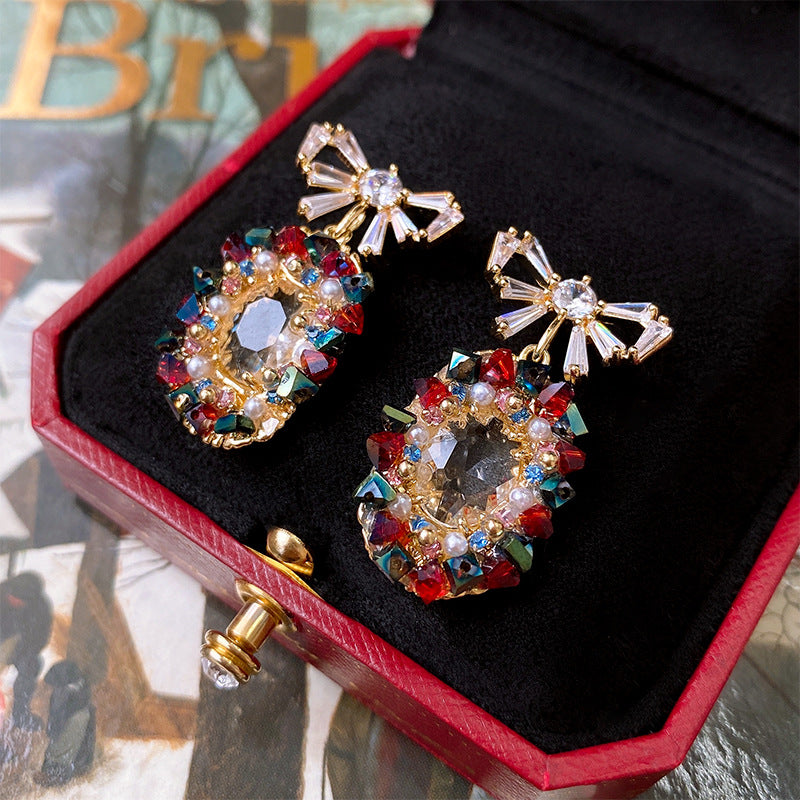 Dainty Bowknot Oval Dangle Earrings | HE11153