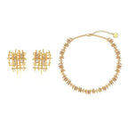 Braided Woven Dainty Choker Necklace Set Gold