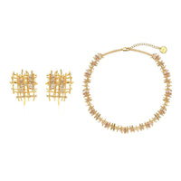 Braided Woven Dainty Choker Necklace Set Gold