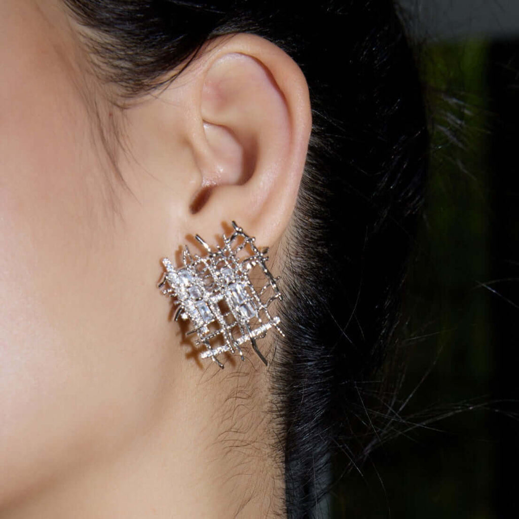 Braided Woven Dainty Earrings Silver